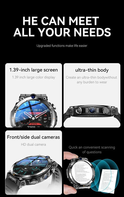 Hot 2025 New Arrival 4G 5G Smart Watch H18 WiFi GPS HD Camera Video Call NFC 8+128GB 900MAH Battery Android Sport Smart Watch