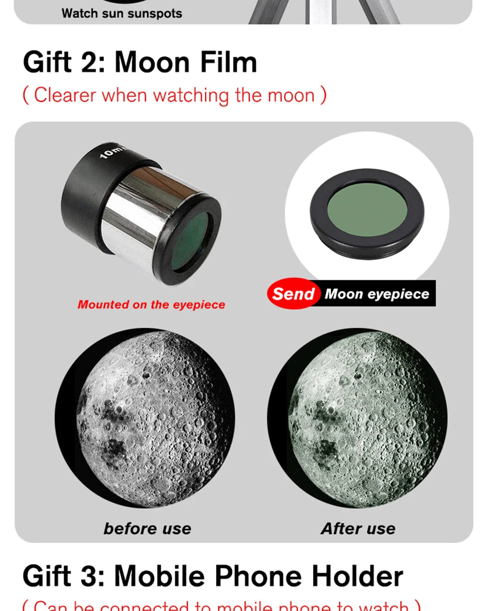 Professional Astronomical Telescope, 875X Reflective Monocular, Astronomic HD, Space Stargazing, Bird Watching, Gift for Kids
