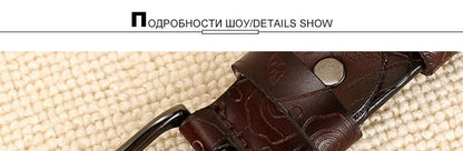 Fashion Design Floral Pattern Rose Red Genuine Leather Female Belt Women's Pin Buckle Metal Belts 28mm Wide 2023 FCO082