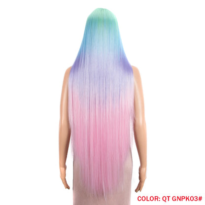 38 inch Straight Long Hair Synthetic Lace Front Wigs For Women High Temperature Hair Ombre 613 Red Cosplay Wigs Synthetic Hair
