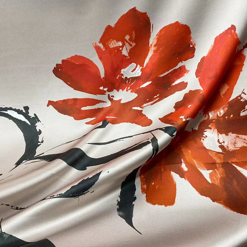 Wholesale Printed Chouchou En Soie Floral Soft Ankara  Natural Gown Textiles 100% Silk Satin Fabric for Dress Clothing Silk