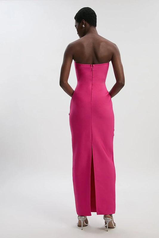 Women's New Style Sexy Sleeveless Strapless Beaded Sequined Flowers Bandage Evening Dresses