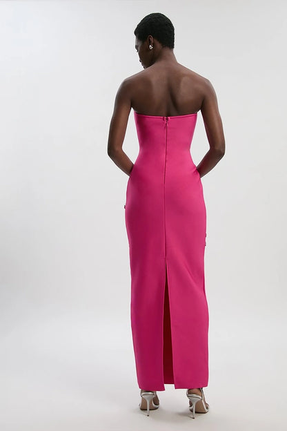 Women's New Style Sexy Sleeveless Strapless Beaded Sequined Flowers Bandage Evening Dresses