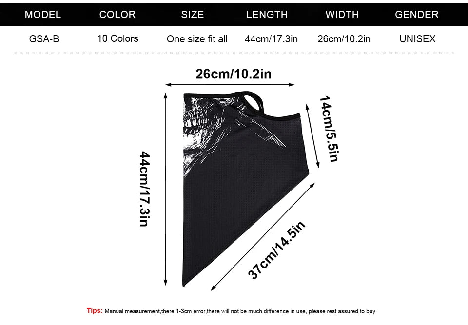 Summer Breathable Bandana Skull Printed Scarf Sun Protection Quick-drying Face Cover Reusable Mask Neck Gaiter Halloween Gift