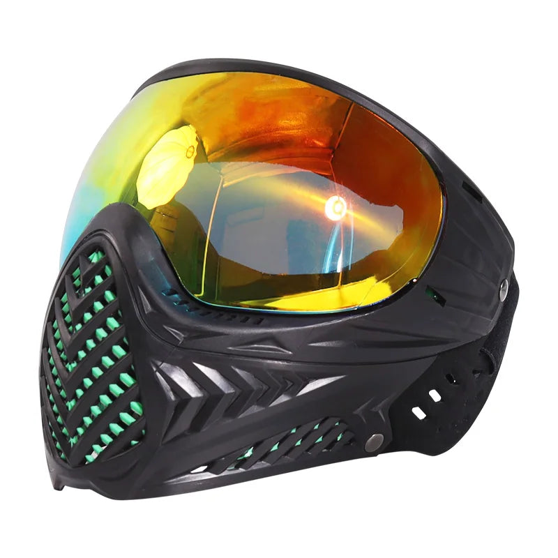 Spunky II Black Paintball Archery Mask Made of Soft PE and Hard Nylon with Thermal Anti-Fog Goggle