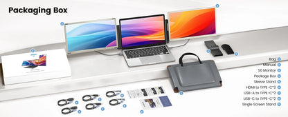 S6 OEM 15.6" Dual Portable Monitors Laptop Screen Extension Portable Tri Screen Monitor for Laptop Triple Laptop Screen Extender