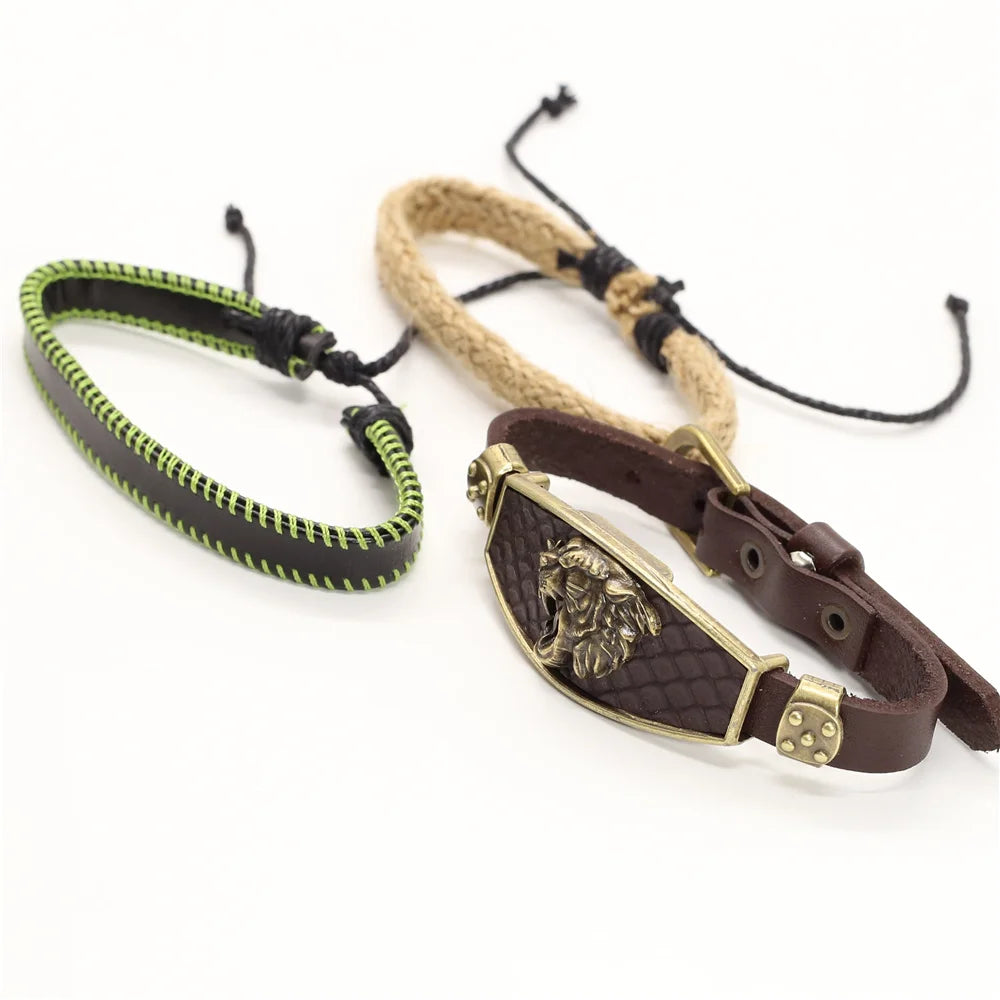 Alloy Scorpion Charm Braided Leopard Genuine Men Leather Bracelets For Women Wrap Wristbands Bangles Homme Wholesale Jewel