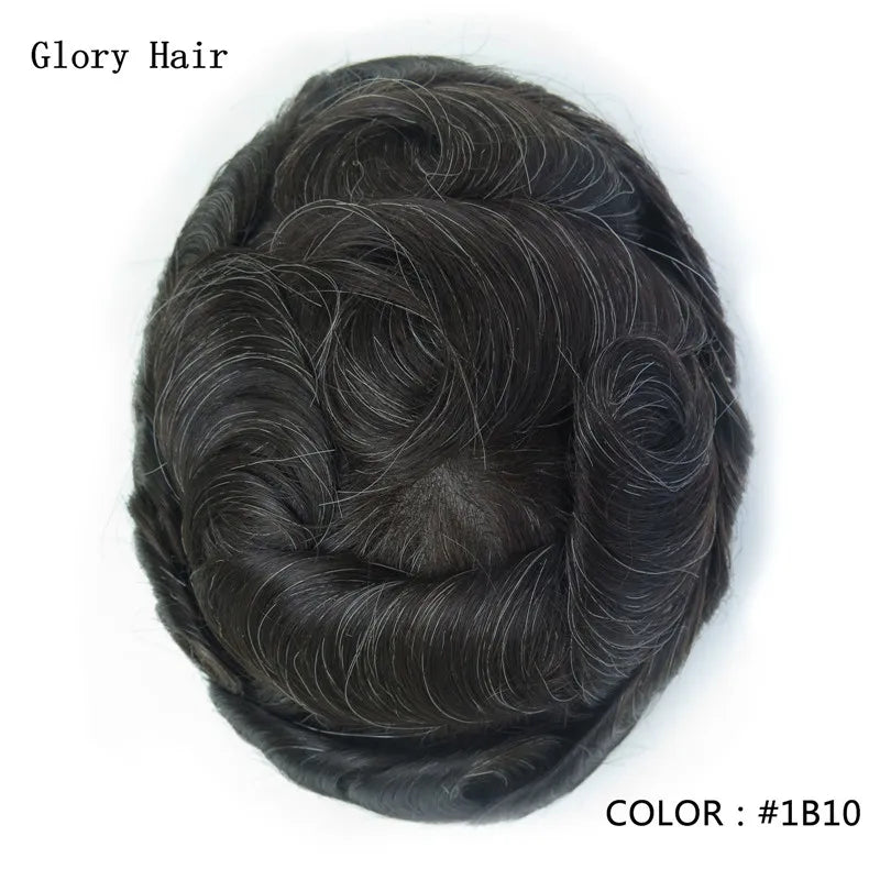 Gloryhair-Natural and Realistic Hair Prosthesis Male Toupee Wig 130% Density Hair Pieces Indian Human Men's Capillary Prosthesis