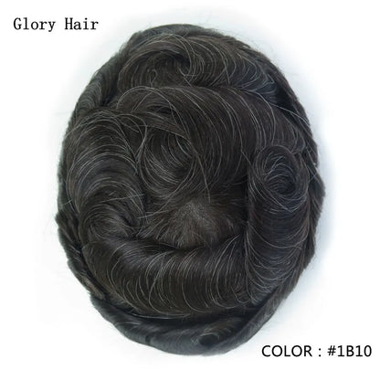 Gloryhair-Natural and Realistic Hair Prosthesis Male Toupee Wig 130% Density Hair Pieces Indian Human Men's Capillary Prosthesis