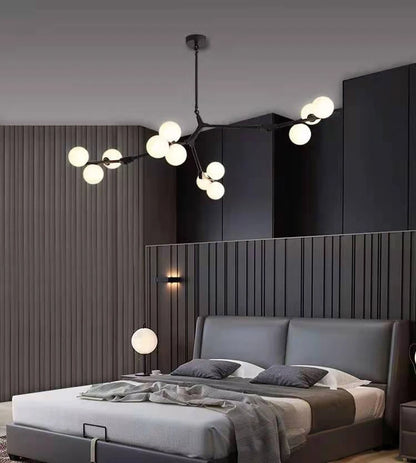 Modern Black Gold LED Chandelier 12/18/24 Glass Balls Ceiling Chandeliers Living Room Kitchen Bedroom Living Room Decoration