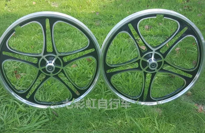 Aluminum Alloy Bicycle Wheel Set for Children, Integrated Ring, Folding Car, Disc Brake, 20 Inchlloy Wheel Hub Disc Brake