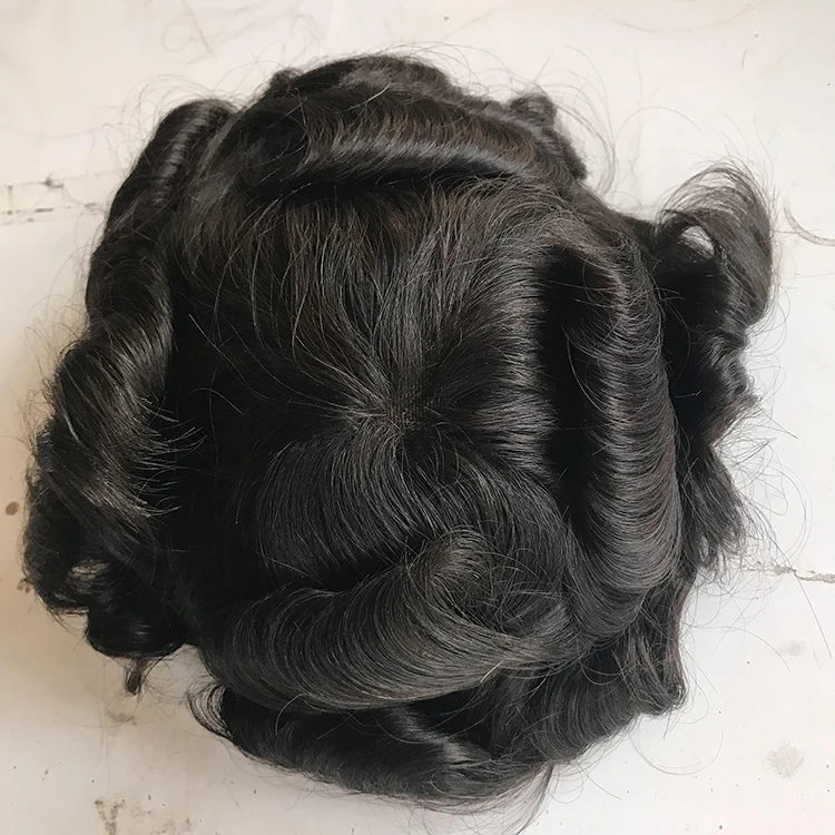 RTS Wholesale Toupee 100% Human Hair Hairpieces Mono Base Wave Man Hair Replacement Men Toupee Mono Lace Hair Replacement