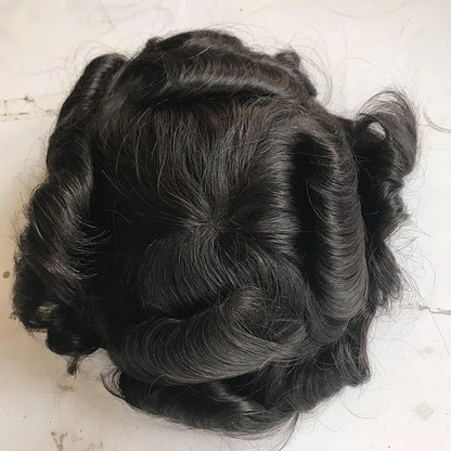 RTS Wholesale Toupee 100% Human Hair Hairpieces Mono Base Wave Man Hair Replacement Men Toupee Mono Lace Hair Replacement