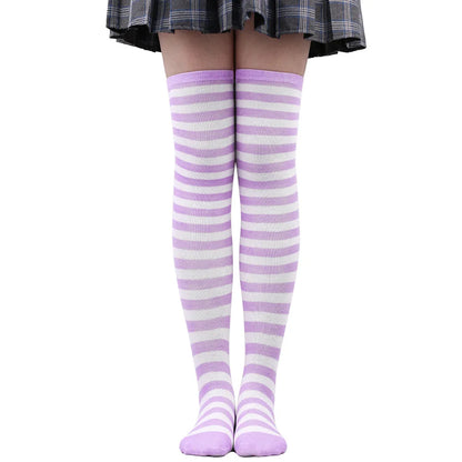 Womens Striped Thigh High Stockings Ladies Girls Black White pink Long Over Above Knee Socks femboy Cosplay Lolita Harajuku Y2k