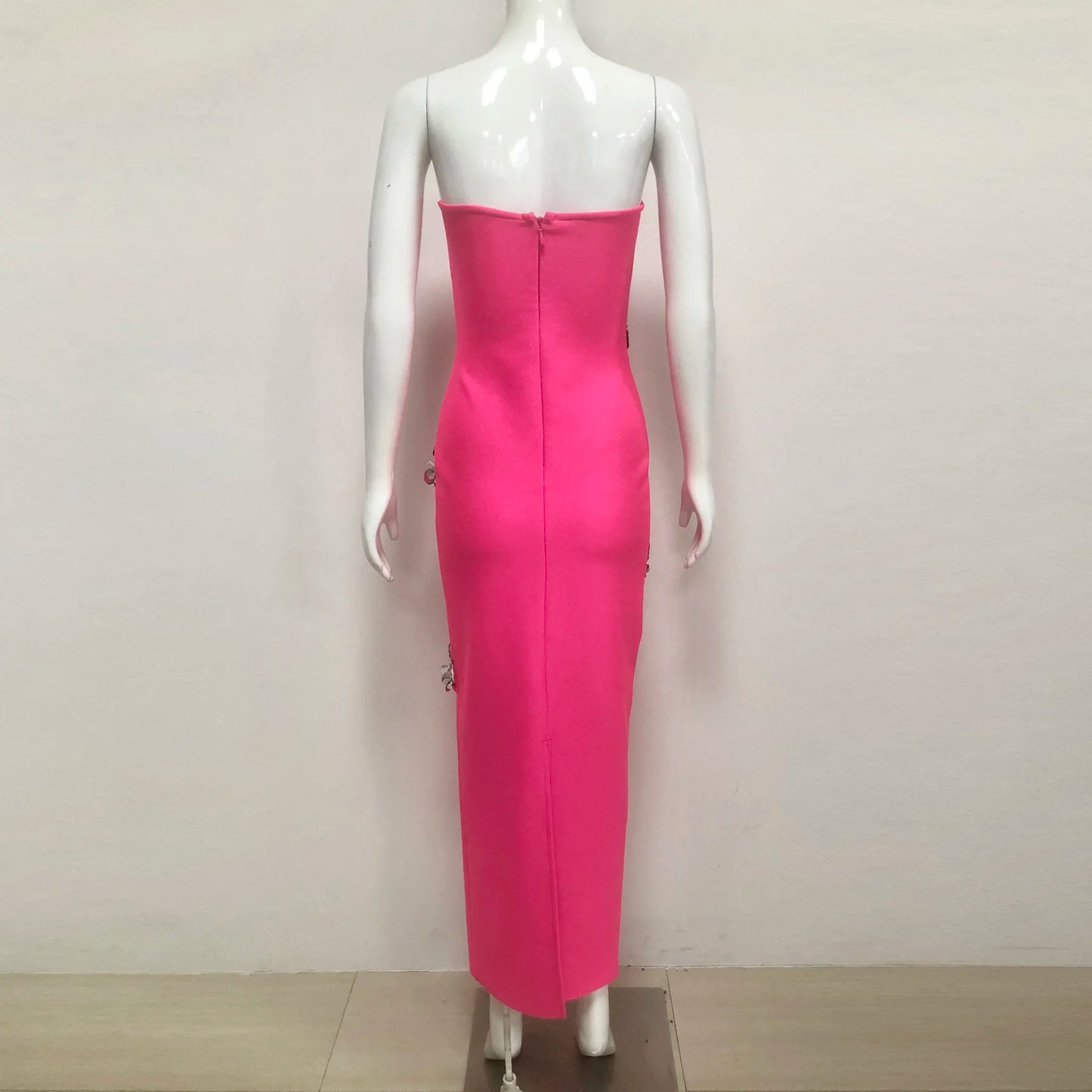 Women's New Style Sexy Sleeveless Strapless Beaded Sequined Flowers Bandage Evening Dresses