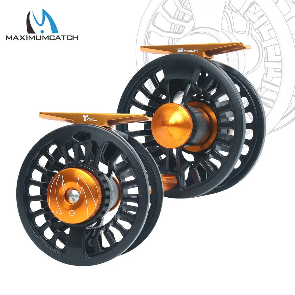 Maximumcatch Tail 3/4 5/6 7/8wt Light Weight Fly Fishing Reel Large Arbor Black Fly Reel