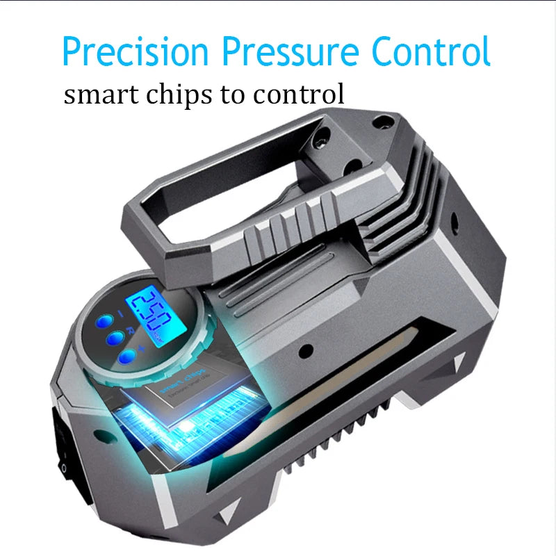 EAFC 120W Handheld Air Compressor Wireless/Wired Inflatable Pump Portable Air Pump Tire Inflator Digital for Car Bicycle Balls