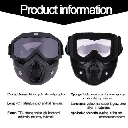 Protective Motorcycle Face Mask Removable Full Face Tactical Motorcycle Helmet Goggles Riding Motocross Glasses Moto Accessories