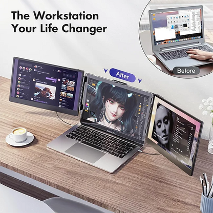 Direct Factory S2 Triple Laptop Screen Extender 14" HD 1080P IPS Dual Portable Monitor for Laptop