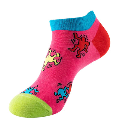 4pairs Funny animal Combed Cotton Fashion Hip Hop Man woman Oil Painting Socks Harajuku Skateboard outer space Happy love Socks