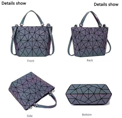ladies Luminous  bag geometric bags for women 2024 Quilted Shoulder Bags Laser Plain Folding female Handbags bolsa feminina