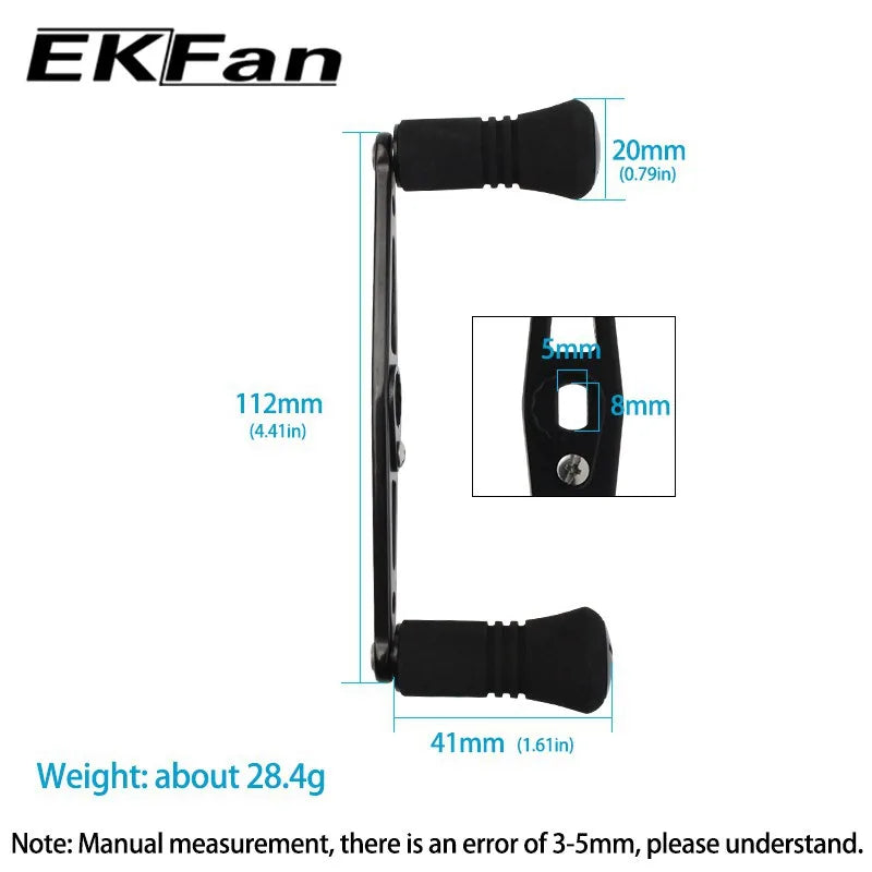 EKFan 110MM Aluminum Alloy Fishing Reel Handle + EVA Knob for 8*5mm Hole DAI Fishing Reel DIY Tool
