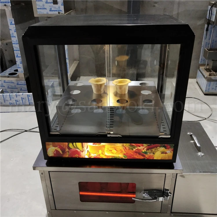 Commercial food insulation cabinet glass display pizza counter display Kono pizza cone display warmer showcase 110v220v