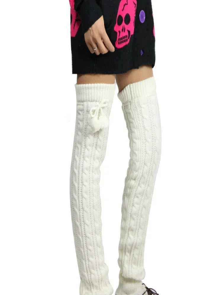 65cm Women's Long Leg Warmers Thickened Over Knee Warm Boot Cover Lolita Knitted Crochet Socks Boot Cuffs Pile Socks Party Dance