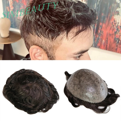 Super Micro Skin Grey 1B65 1B40 Human Hair Toupee Natural Hairline Hair Loss Solution Durable Black White Prosthes Replacement S