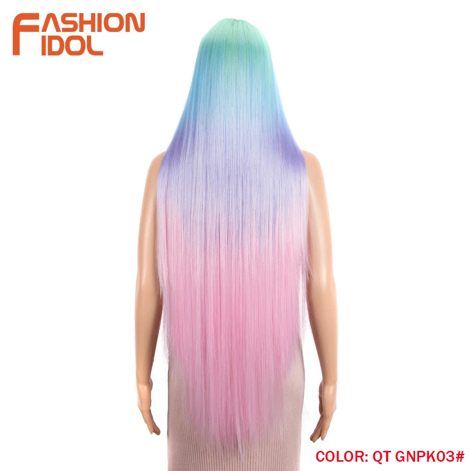 38 inch Straight Long Hair Synthetic Lace Front Wigs For Women High Temperature Hair Ombre 613 Red Cosplay Wigs Synthetic Hair