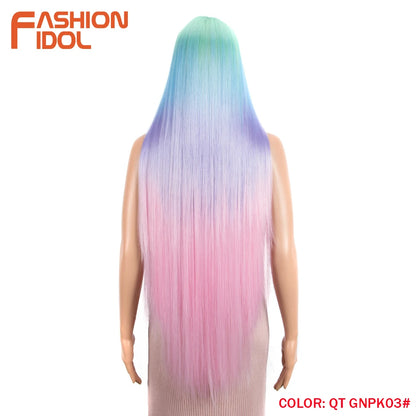 38 inch Straight Long Hair Synthetic Lace Front Wigs For Women High Temperature Hair Ombre 613 Red Cosplay Wigs Synthetic Hair