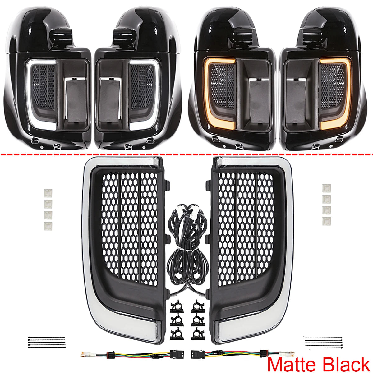 Motorcycle LED Fairing Lower Grills Light For Harley Touring Street Electra Glide Tri Glide FLHTKSE CVO Limited FLHTCU