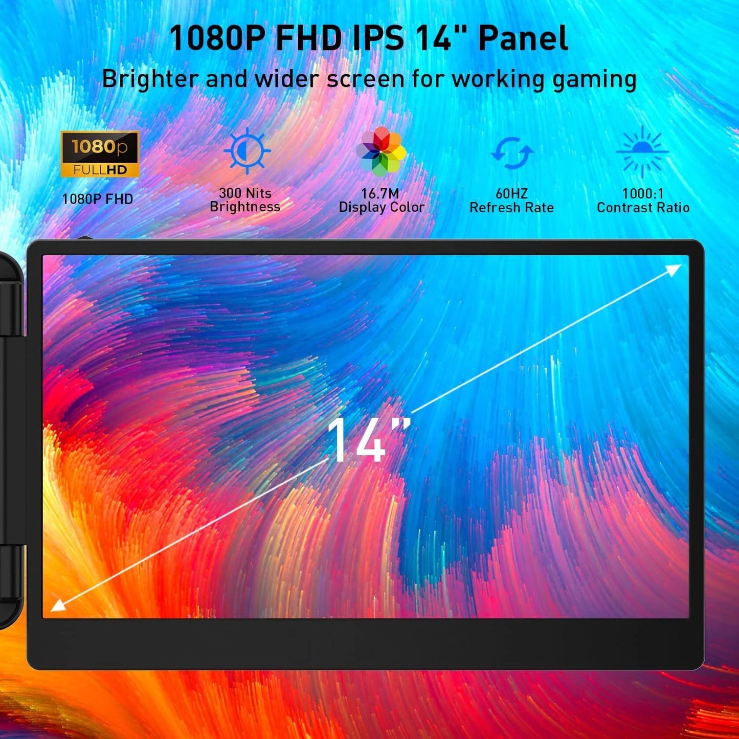 For Windows 1080P FHD IPS for Multiple Device LCD Display Gaming Monitor Portable Laptop Screen Extender