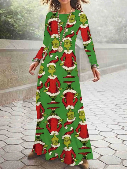 Print on Demand New Autumn and Winter Long Sleeved Christmas 3D Digital Printed Dress
