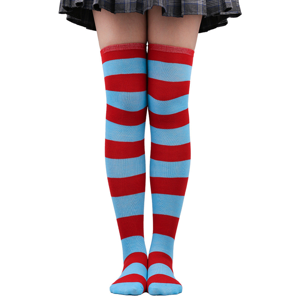 Womens Striped Thigh High Stockings Ladies Girls Black White pink Long Over Above Knee Socks femboy Cosplay Lolita Harajuku Y2k