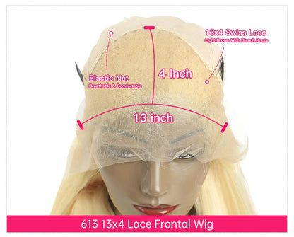 13x4 13x6 360 HD Transparent 613 Lace Frontal Wig Honey Blonde Color Brazilian Raw Body Wave Lace Front Human Hair Wig For Women