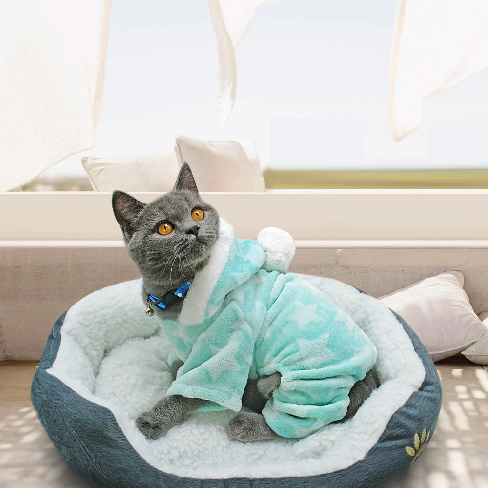 Cute Soft  Cat Dog Clothes for Small Dogs Winter Warm Cat Dog Clothing Coat Fleece Dogs Jumpsuit Outfit for Chihuahua Puppy