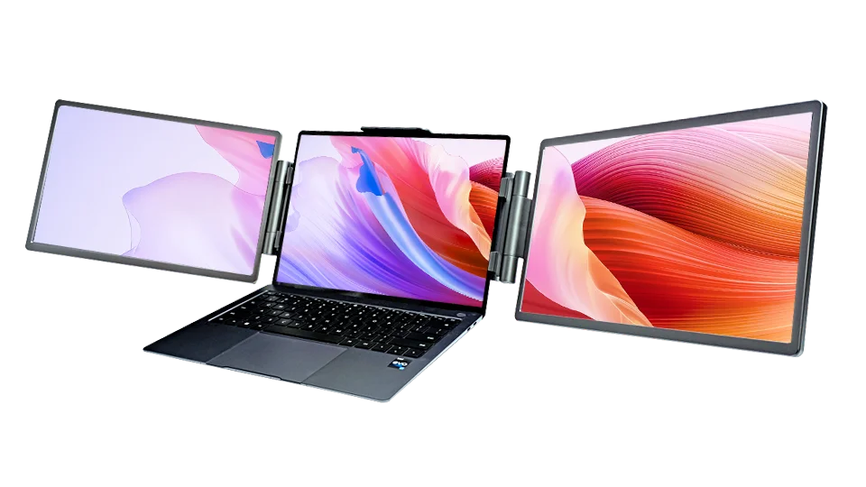 Black Pastic 14-Inch Laptop Screen Extender FHD Portable LCD Monitor for Laptops Triple Monitor Setup