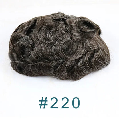 Durable Mens Wig NPU Bond Mono Pu Front Hair Replacement System Breathable Lace Mix Brown Grey 1B80 565# Human Hair Prosthesis
