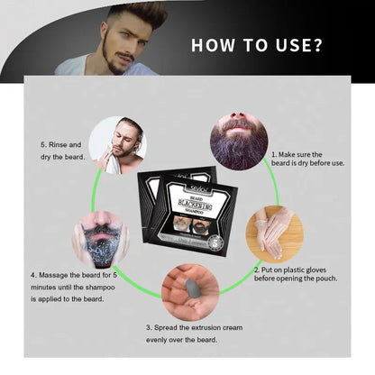 5-20PCS Natural Hair Dye Black Beard Shampoo Beard Paint Men Beard Coloring Dye 5 Minutes Temporary Blackening Moustache Shampoo