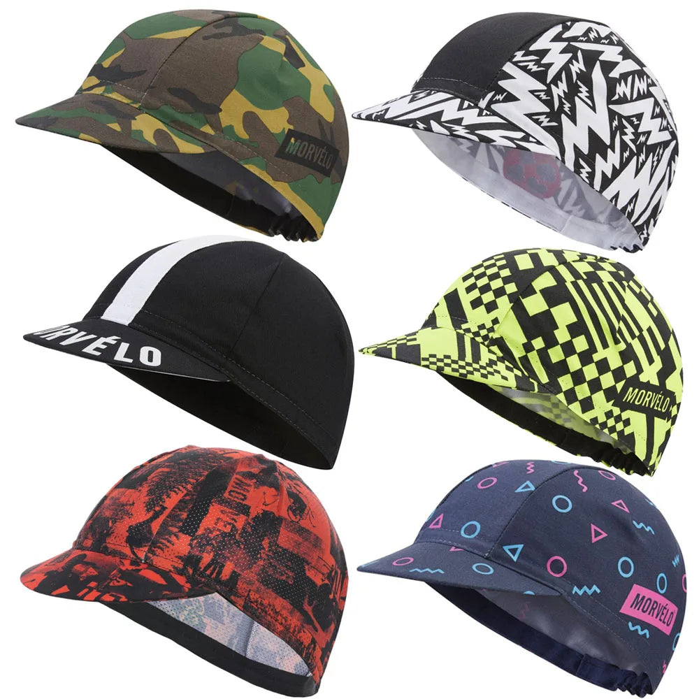 New Morvelo 6 Style Cycling Caps One Size Fits Most Bike Hat Black White Gorra Ciclismo
