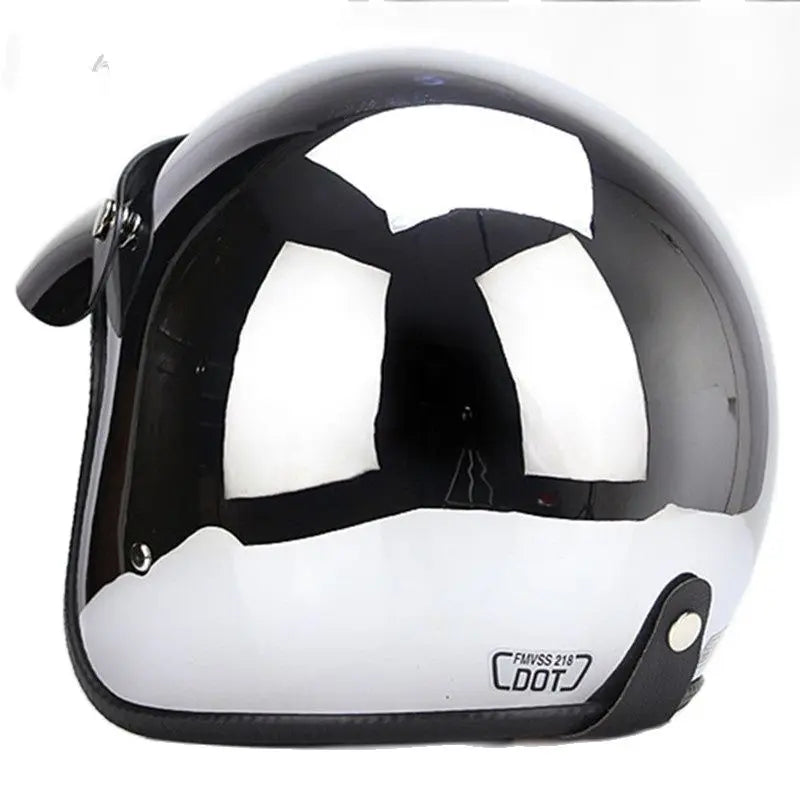Mirror Silver Chrome Motorcycle Helmet Open Face Moto  Electric Bicycle Helmet Men Women Summer Scooter Motorbike CE