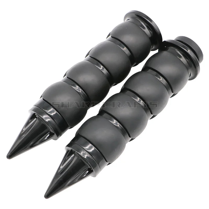 1" 25mm & 7/8'' 22mm Billet Rubber Flame Spike Hand Grips For Harley Honda Kawasaki Suzuki Yamaha  Bikes Cruiser Chopper Custom