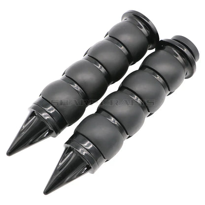 1" 25mm & 7/8'' 22mm Billet Rubber Flame Spike Hand Grips For Harley Honda Kawasaki Suzuki Yamaha  Bikes Cruiser Chopper Custom