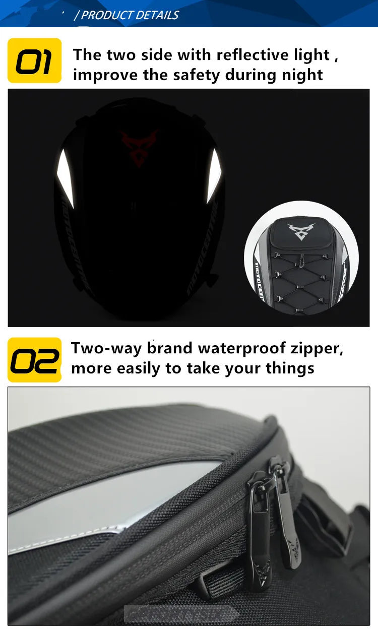 Motocentric Waterproof Motorcycle Tail Bag Multifunction Motorcycle Rear Seat Bag High Capacity Motorcycle Bag Rider Backpack
