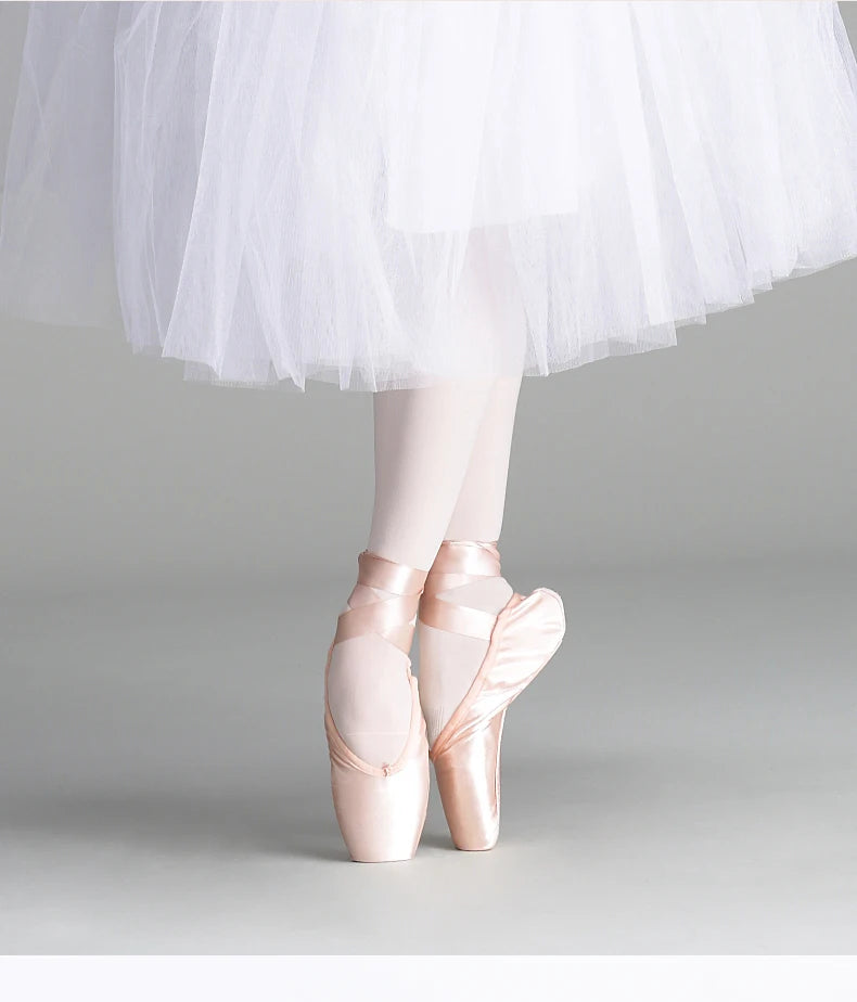 Black Satin Ballet Pointe Shoes Ladies Professional Ballet Shoes Girls Women Ballerina Shoes With Ribbons
