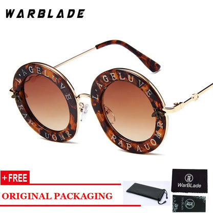 2020 Men Women Black Retro Round Sunglasses English Letters Little Bee Brand Glasses Designer Fashion Male Female Oculos De Sol