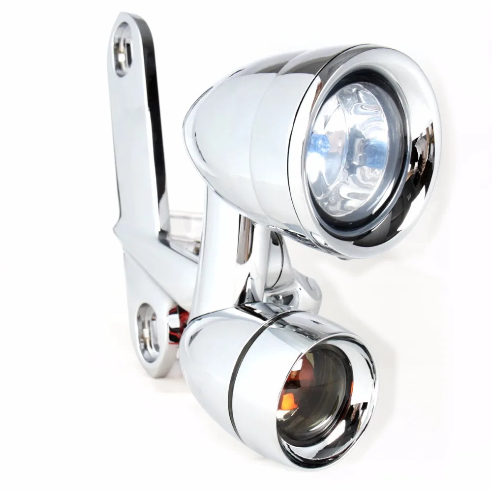 Chrome Fairing Mounted Driving Lights&Smoked Turn Signals For Harley Touring FLH/T FLHX FLHR Trike 1996-2013 Models