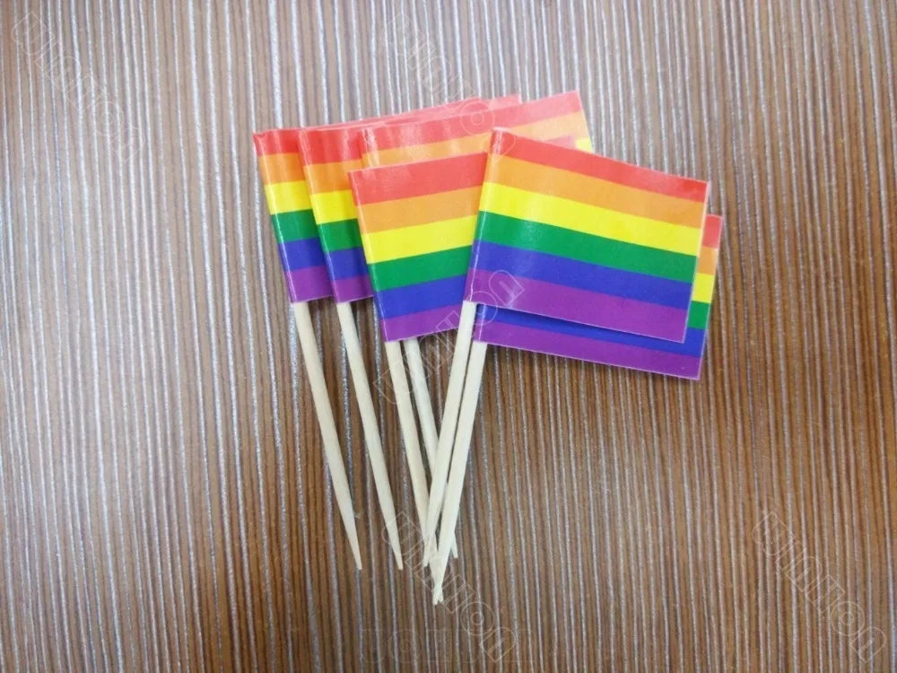 Free Shipping Rainbow Toothpick Flag Lesbian Gay Pride LGBT Flag Banner Colorful Rainbow Flag cooktail sticks