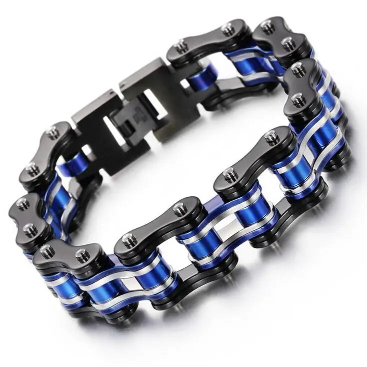 Punk Men's Orange Bicycle Bike Bracelets & Bangles Black Motorcycle Chain Bracelet Men Women Stainless Steel Biker Wrist Jewelry